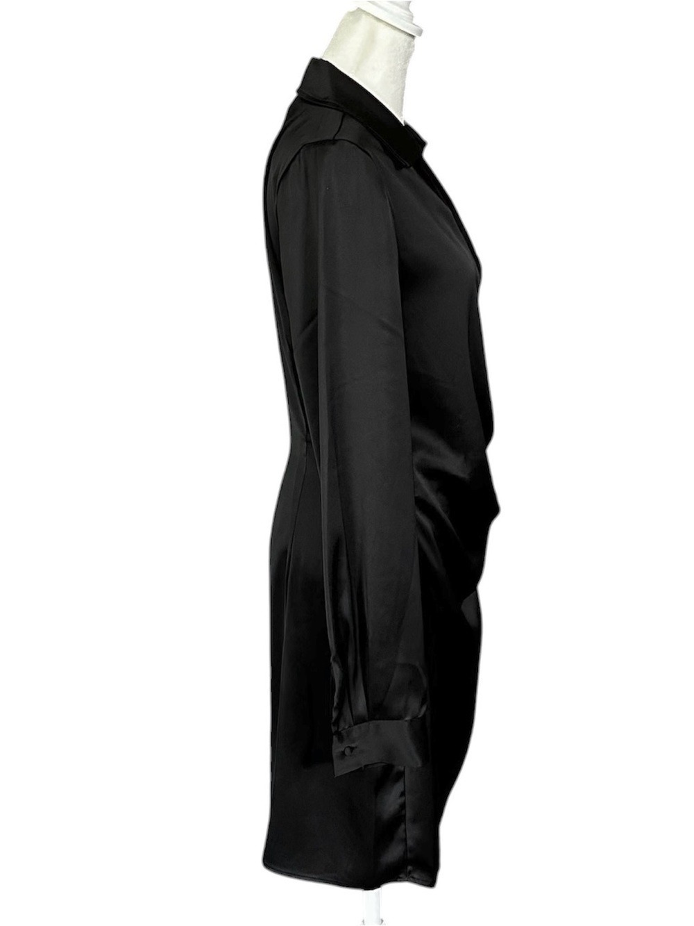 House of Harlow 1960 Satin Wrap Long Sleeve Mini Dress Black Size Small - Picture 4 of 15
